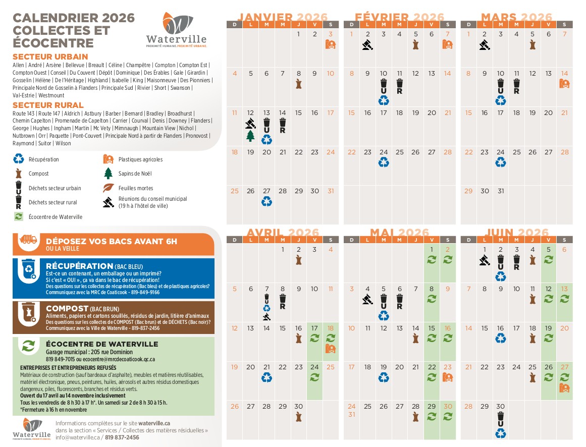 Calendrier des collectes et Écocentre